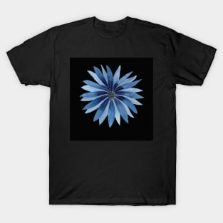 Indigo Flower Watercolor Illustration with a black background T-Shirt